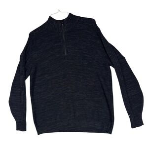 Columbia Mens XL Quarter Zip Sweater Charcoal Gray Marled Cotton Knit AM2901